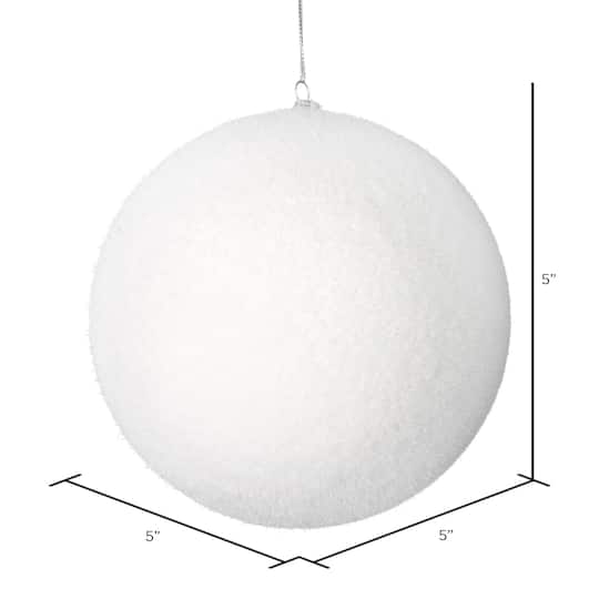 Vickerman 5" White Flocked Ball Ornaments, 4ct.